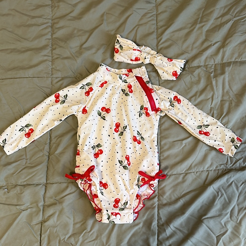 Jessica Simpson 12M Cherry Swimsuit with swim bow